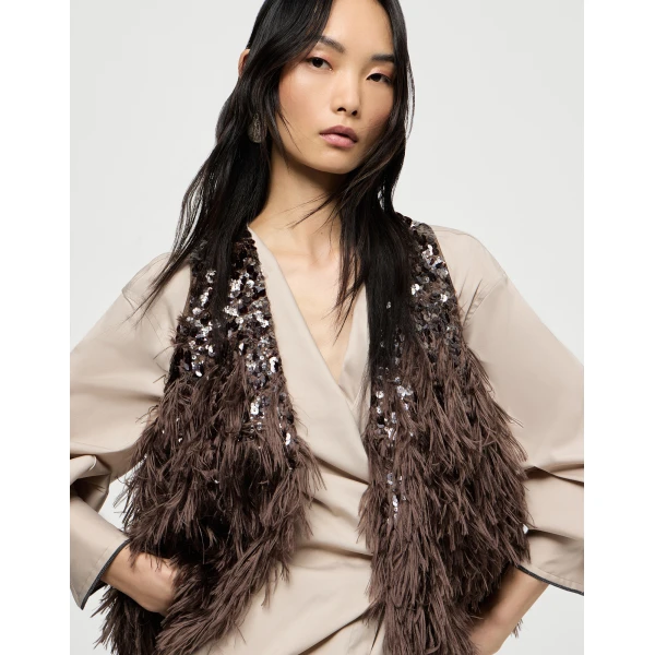 Brunello Cucinelli Dazzling dégradé vest in Bark, view 5