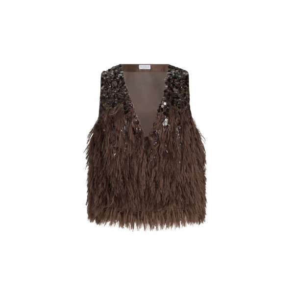 Brunello Cucinelli Dazzling dégradé vest in Bark