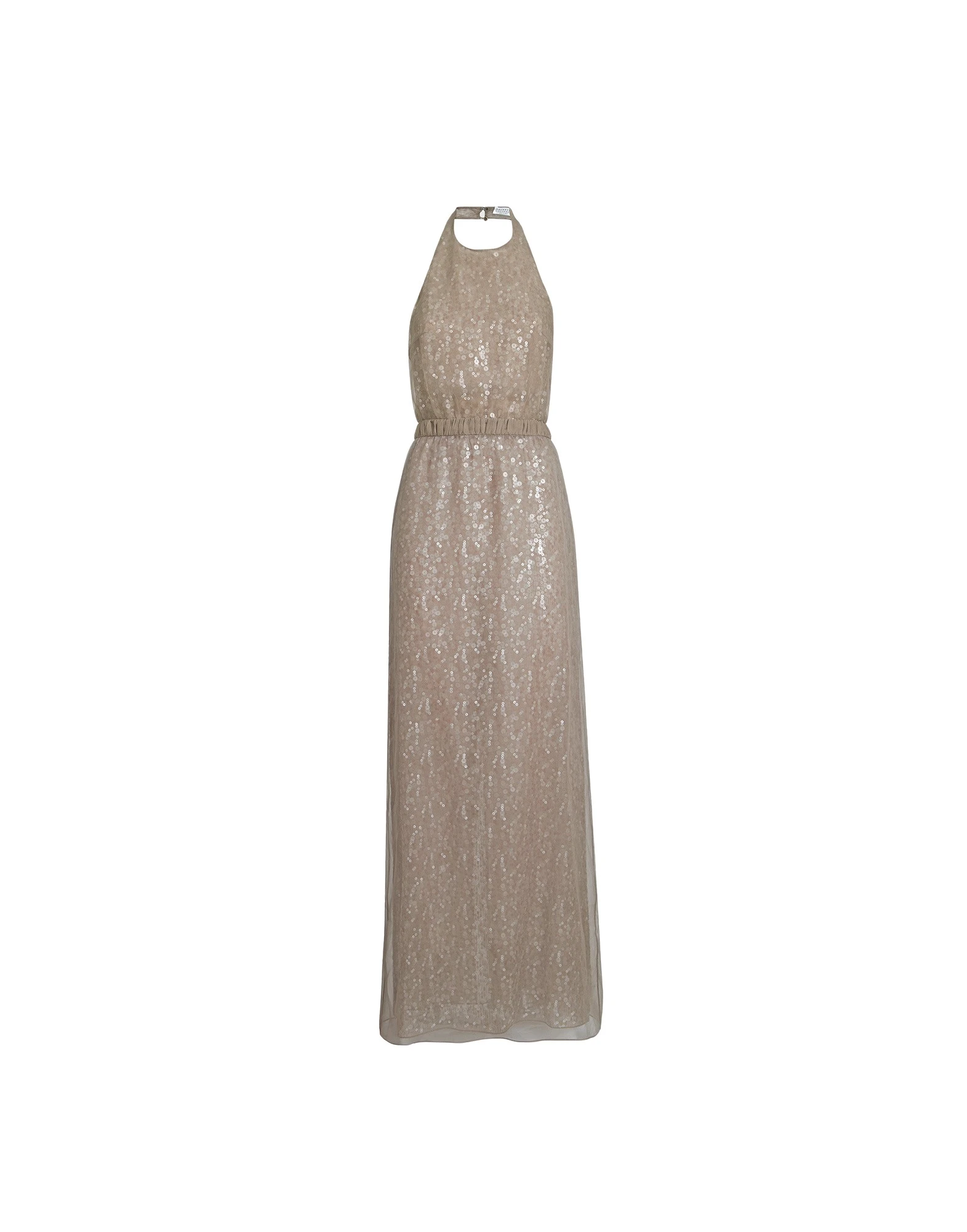Brunello Cucinelli Dazzling embroidery halterneck dress in Rope