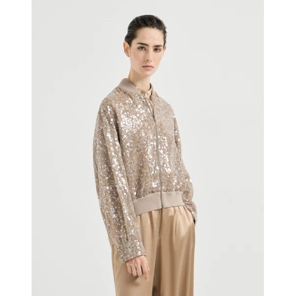 Brunello Cucinelli Dazzling mirage cardigan in Rope, view 2