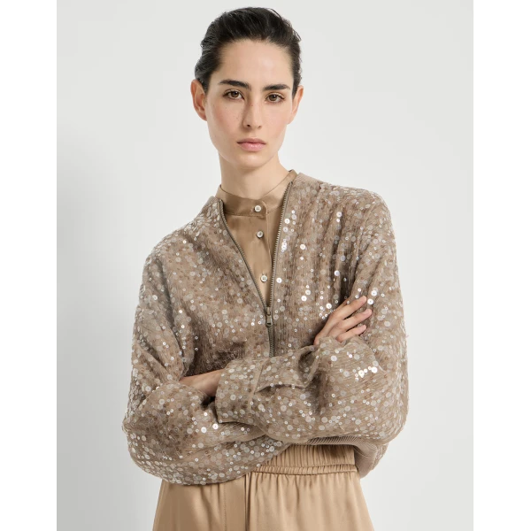 Brunello Cucinelli Dazzling mirage cardigan in Rope, view 5