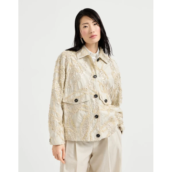 Brunello Cucinelli Dazzling seabed embroidery outerwear in Beige Jacket, view 2