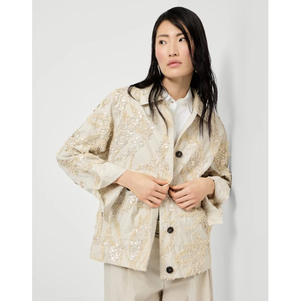 Brunello Cucinelli Dazzling seabed embroidery outerwear in Beige Jacket, view 5