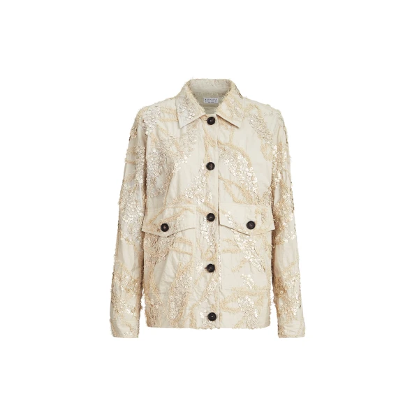 Brunello Cucinelli Dazzling seabed embroidery outerwear in Beige Jacket