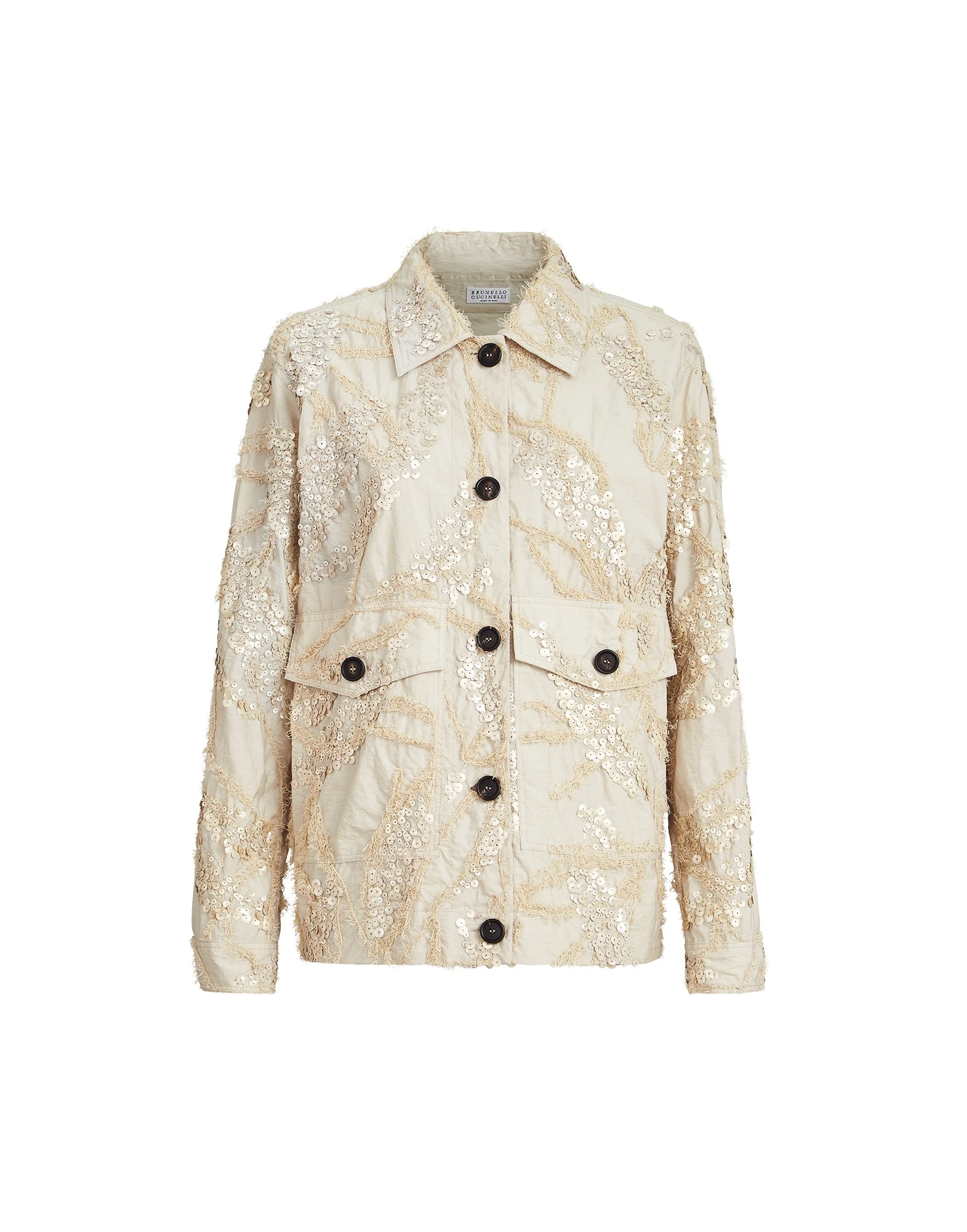Brunello Cucinelli Dazzling seabed embroidery outerwear in Beige Jacket