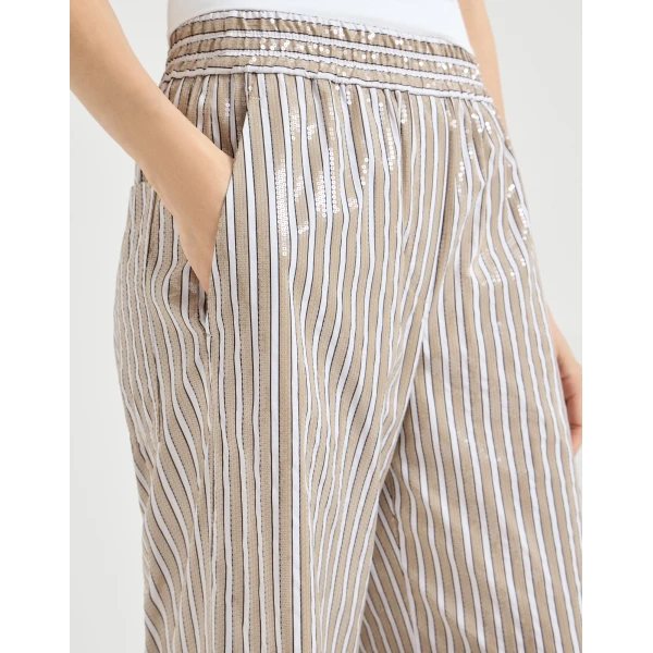 Brunello Cucinelli Dazzling stripes pyjama-style trousers, view 4