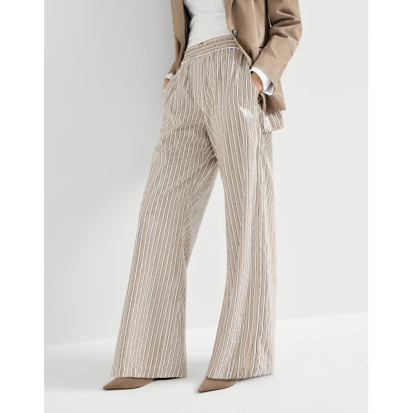 Brunello Cucinelli Dazzling stripes pyjama-style trousers, view 5