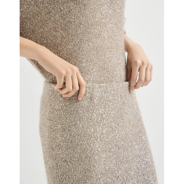 Brunello Cucinelli Dazzling texture skirt in Beige, view 4