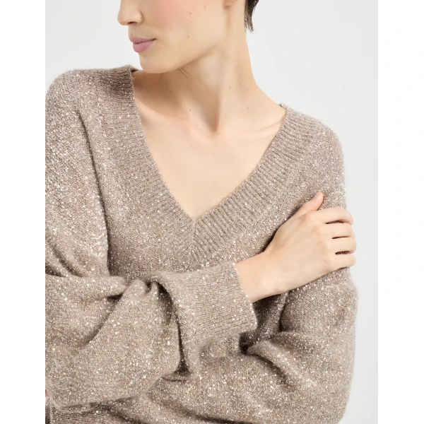 Brunello Cucinelli Dazzling texture sweater in Light Brown, view 4