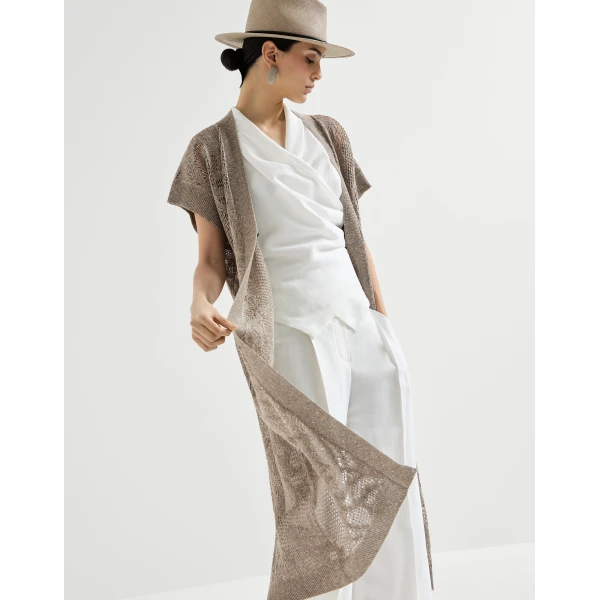 Brunello Cucinelli Dazzling water lilies long cardigan, view 5