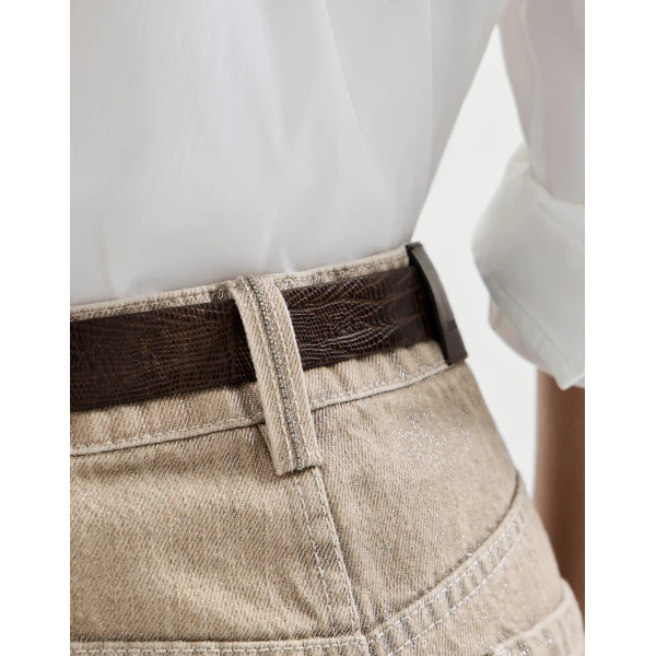 Brunello Cucinelli Denim Bermuda shorts in Beige, view 4