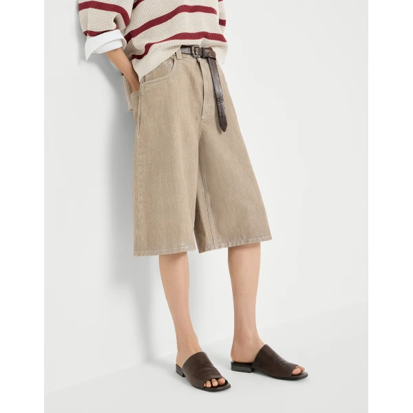 Brunello Cucinelli Denim Bermuda shorts in Beige, view 5