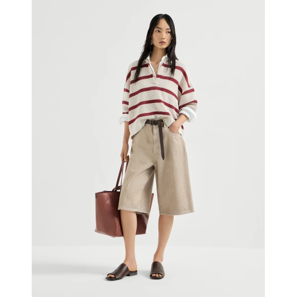 Brunello Cucinelli Denim Bermuda shorts in Beige, view 6