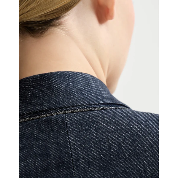Brunello Cucinelli Denim-effect twill blazer in Dark Denim, view 4