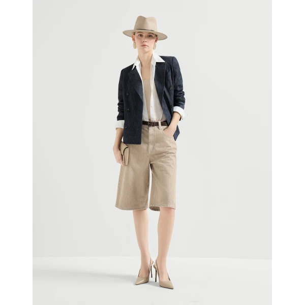 Brunello Cucinelli Denim-effect twill blazer in Dark Denim, view 6