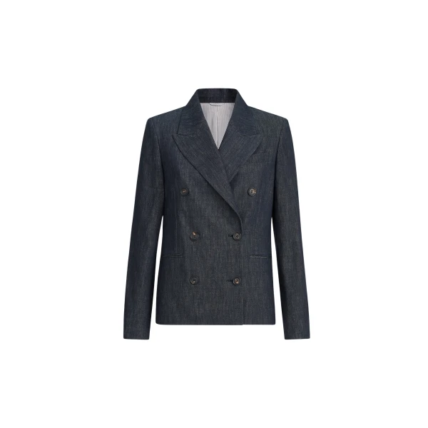 Brunello Cucinelli Denim-effect twill blazer in Dark Denim