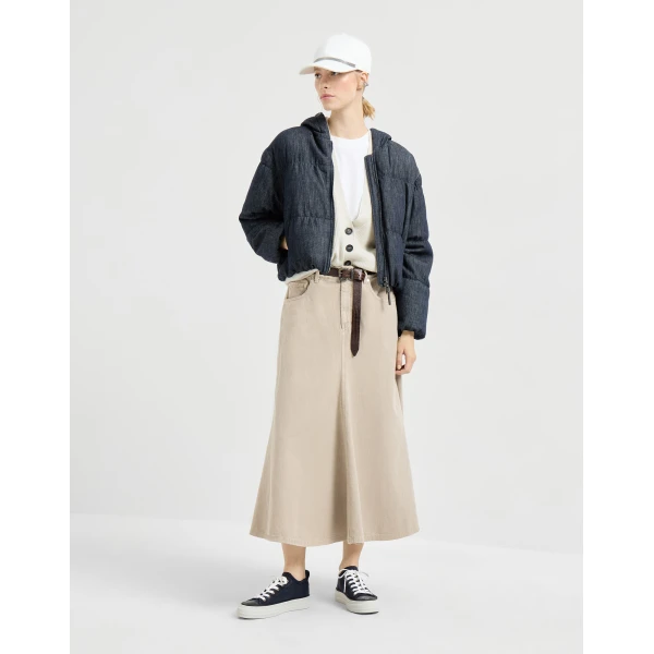 Brunello Cucinelli Denim-effect twill down jacket in Denim, view 6