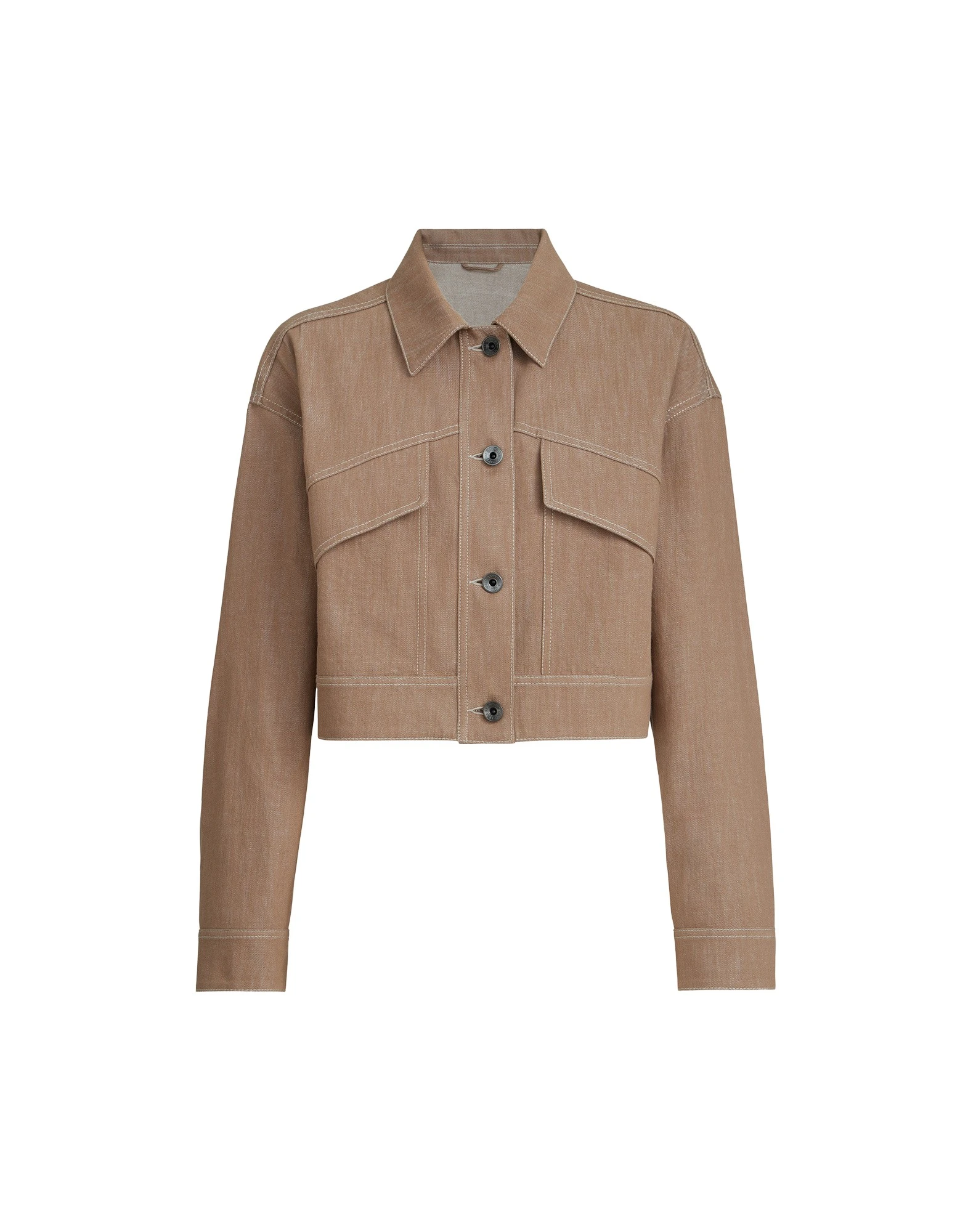 Brunello Cucinelli Denim-effect twill outerwear jacket in Desert