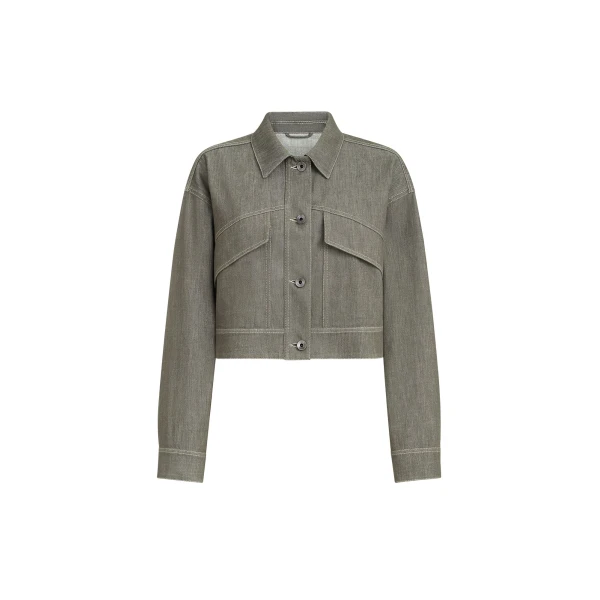 Brunello Cucinelli Denim-effect twill outerwear jacket in Olive