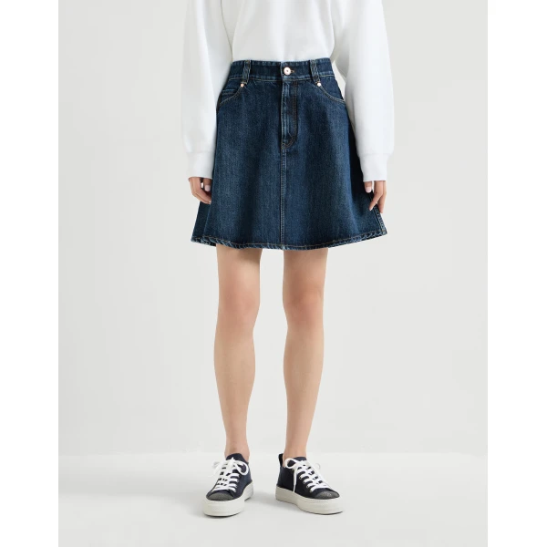 Brunello Cucinelli Denim mini skirt in Denim, view 2