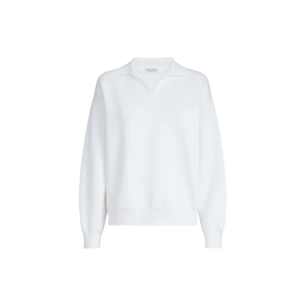 Brunello Cucinelli Double knit polo shirt in White
