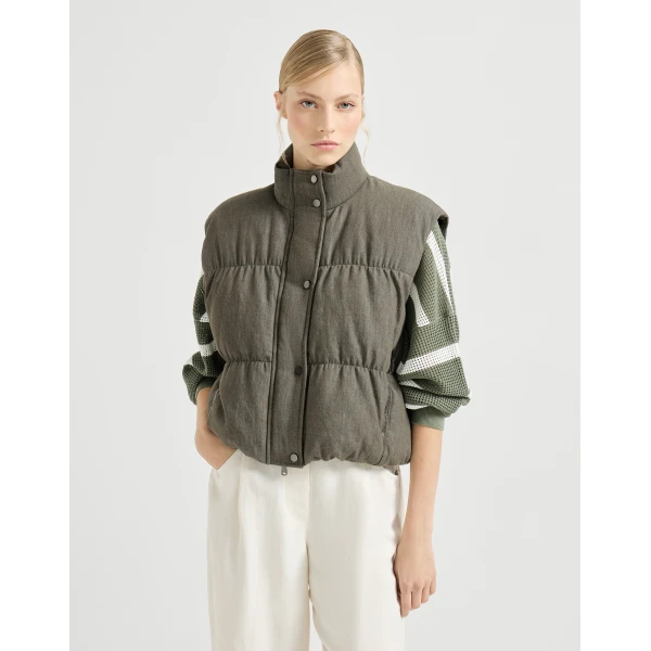 Brunello Cucinelli Down vest in Olive, view 2