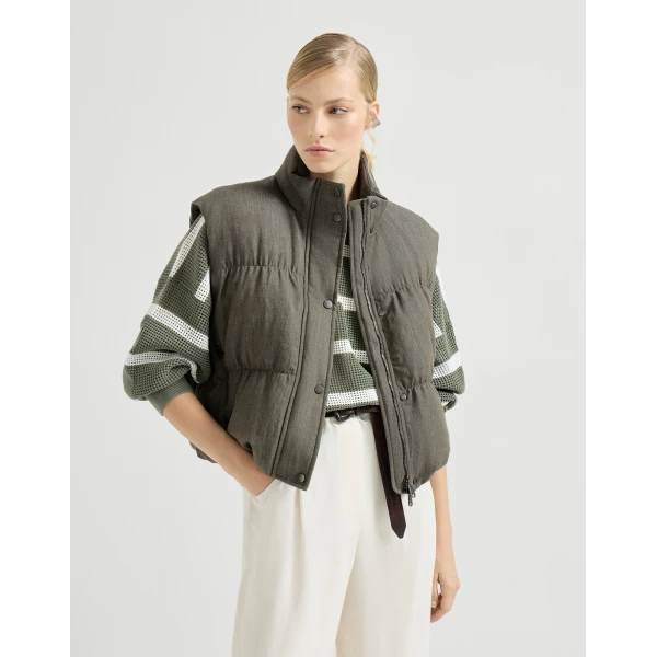 Brunello Cucinelli Down vest in Olive, view 5