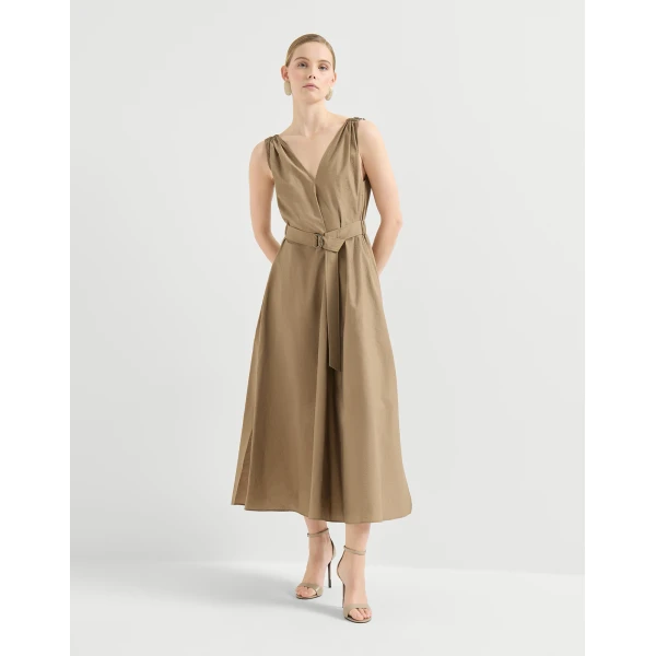 Brunello Cucinelli Dress with belt in Sand, view 2