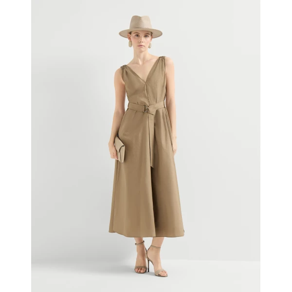 Brunello Cucinelli Dress with belt in Sand, view 6