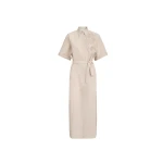 Brunello Cucinelli Dress with dazzling seabed embroidery in Beige Silk