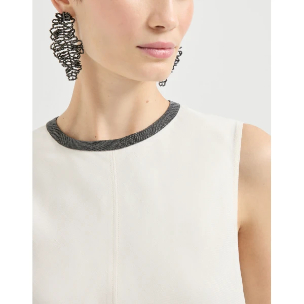 Brunello Cucinelli Dress with precious collar in Ivory, view 4