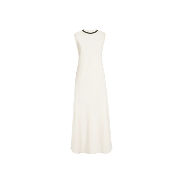 Brunello Cucinelli Dress with precious collar in Ivory
