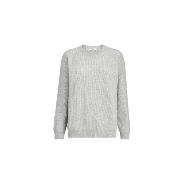 Brunello Cucinelli English rib cashmere sweater in Light Grey