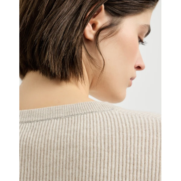 Brunello Cucinelli English rib cashmere sweater in Oat, view 4