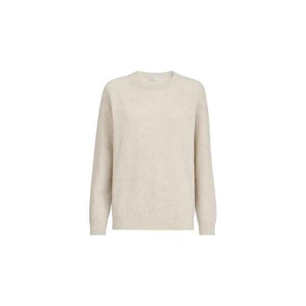 Brunello Cucinelli English rib cashmere sweater in Oat