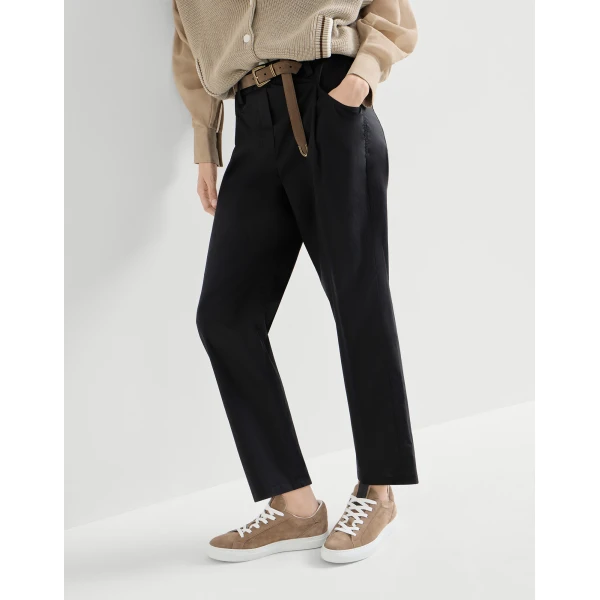 Brunello Cucinelli Five-pocket Track trousers in Black, view 5