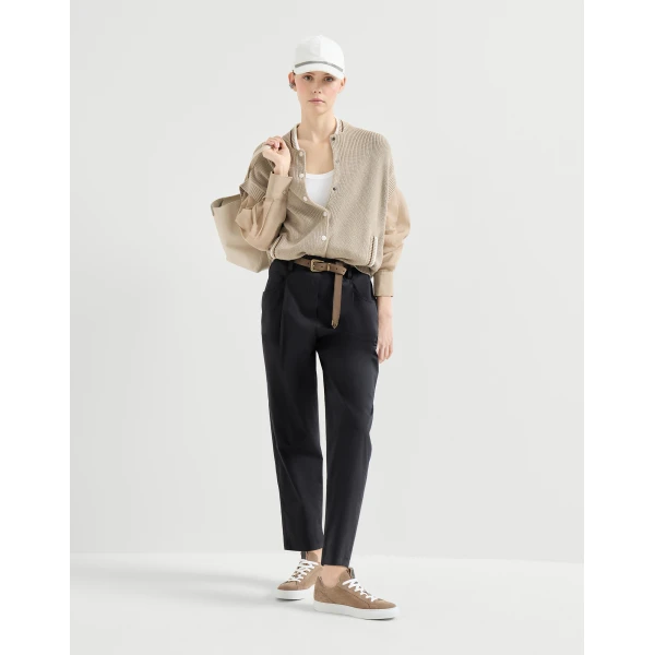 Brunello Cucinelli Five-pocket Track trousers in Black, view 6