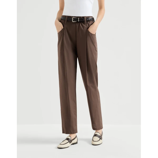 Brunello Cucinelli Five-pocket Track trousers in Chocolate, view 2