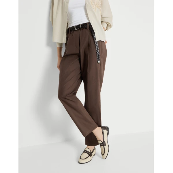Brunello Cucinelli Five-pocket Track trousers in Chocolate, view 5