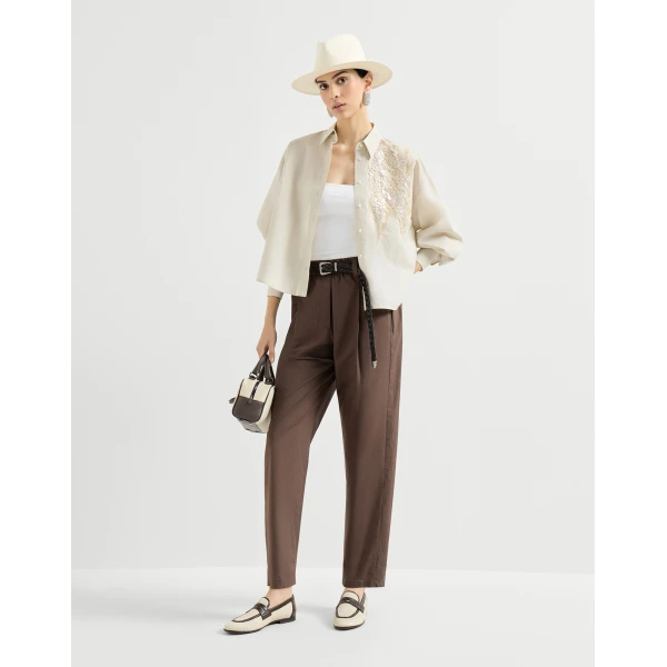 Brunello Cucinelli Five-pocket Track trousers in Chocolate, view 6