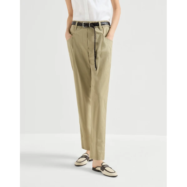 Brunello Cucinelli Five-pocket Track trousers in Khaki, view 2
