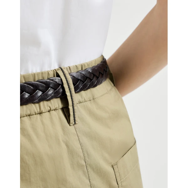 Brunello Cucinelli Five-pocket Track trousers in Khaki, view 4