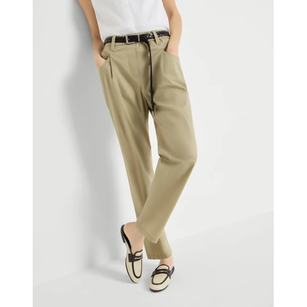 Brunello Cucinelli Five-pocket Track trousers in Khaki, view 5