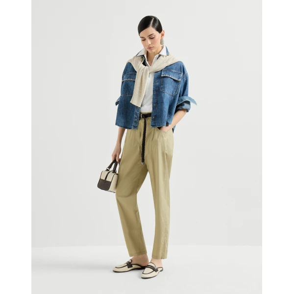 Brunello Cucinelli Five-pocket Track trousers in Khaki, view 6