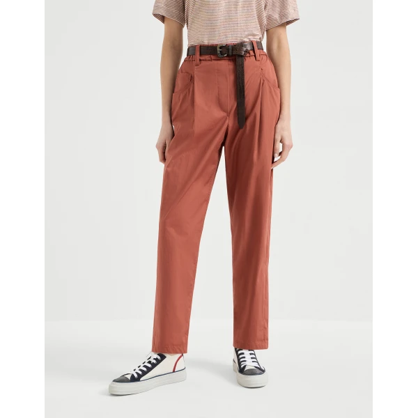 Brunello Cucinelli Five-pocket Track trousers in Orange, view 2
