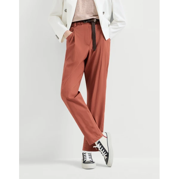 Brunello Cucinelli Five-pocket Track trousers in Orange, view 5