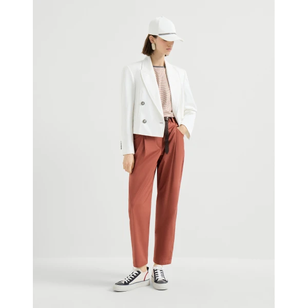 Brunello Cucinelli Five-pocket Track trousers in Orange, view 6