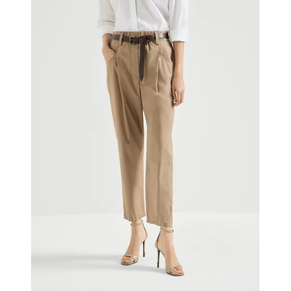 Brunello Cucinelli Five-pocket Track trousers in Sand, view 2