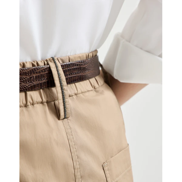 Brunello Cucinelli Five-pocket Track trousers in Sand, view 4