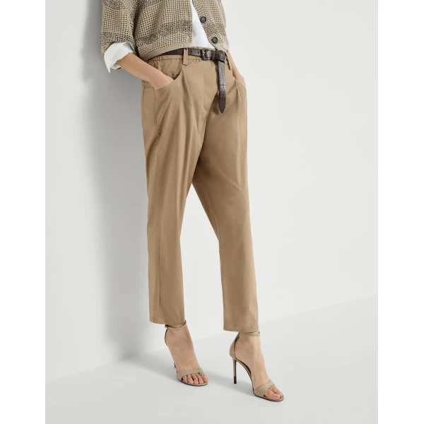 Brunello Cucinelli Five-pocket Track trousers in Sand, view 5